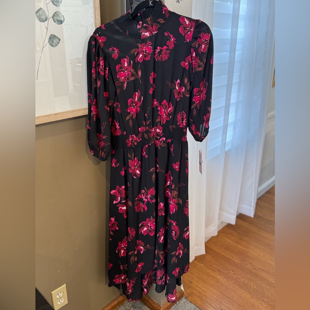 Floral Black and Pink Dress